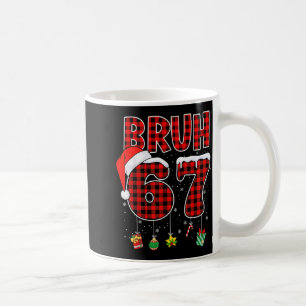 Mug Bruh 67 Six Seven Mème Amusant Noël Rouge Carreaux