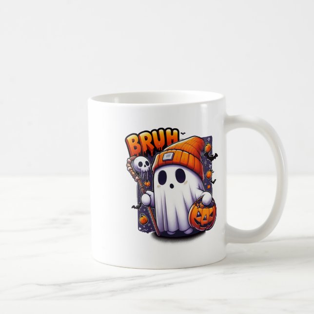 Mug Bruh Ghost Halloween mignon Ghost Tricot Ou Traite (Droite)