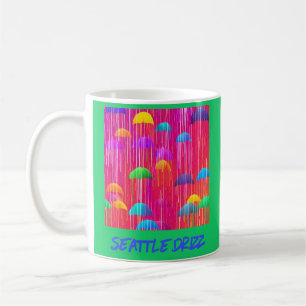 Mug Bruine de Seattle Couleurs vives des parapluies et