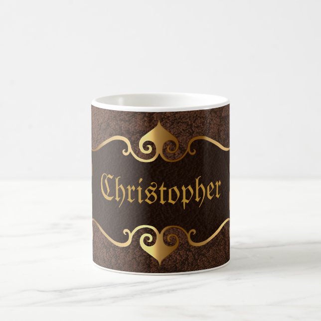 Mug Brun élégant avec le cadre d'or (Centre)