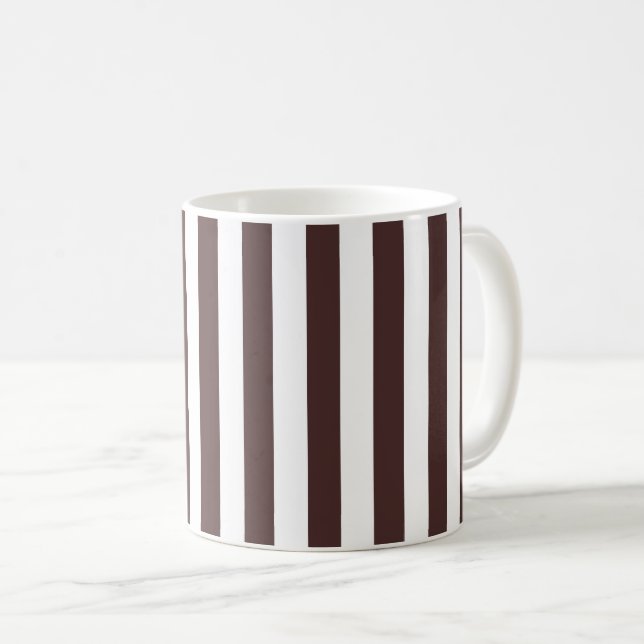 Mug Brun et blanc rayures verticales café (Devant droit)