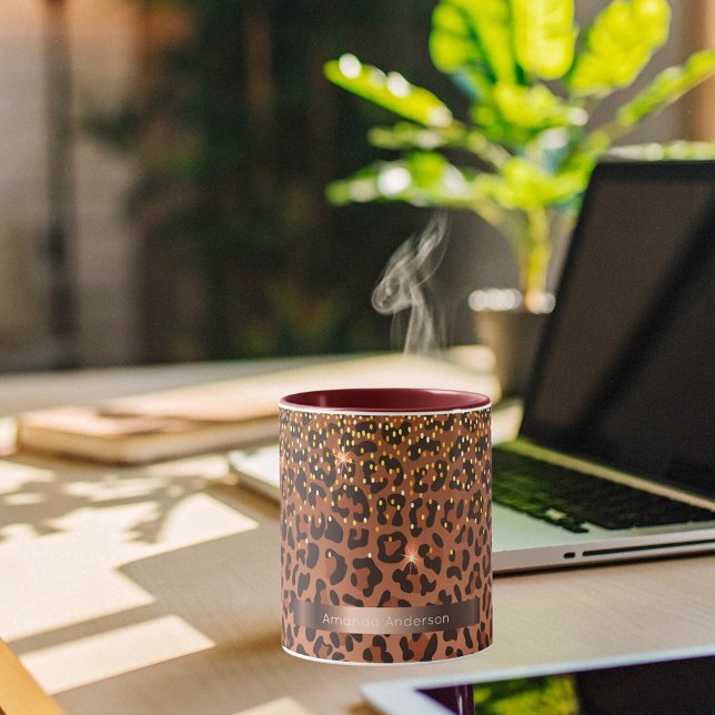 Mug Brun noir doré bronze léopard (Créateur téléchargé)