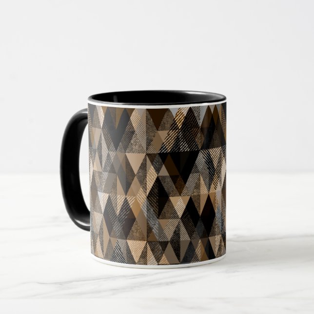 Mug Brun rhombique texturé avec beige (Devant gauche)