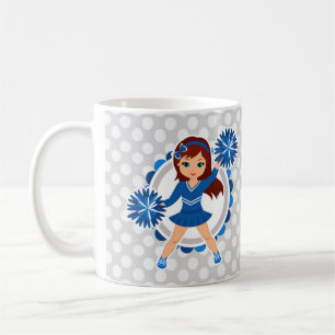 Mug Brune bleue de pom-pom girl - acclamation mignonne