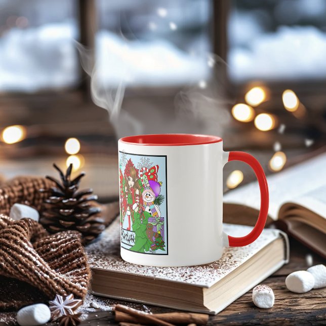 Mug Brunette Noël Présent Fée (Créateur téléchargé)