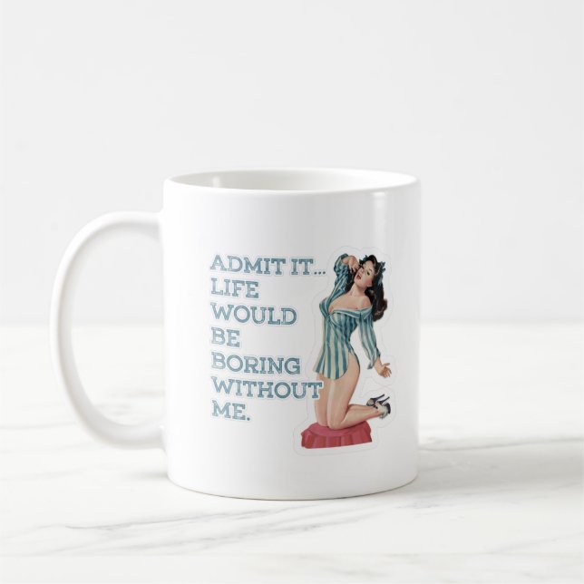 Mug Brunette Vintage rétro dans PJ's (Gauche)