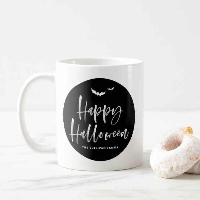 Mug Brush Halloween noir et blanc (Avec donut)