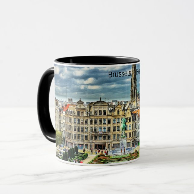 Mug Bruxelles, Belgique, photo du paysage urbain (Devant gauche)