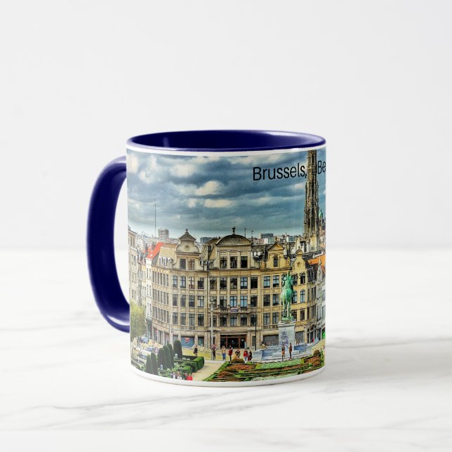 Mug Bruxelles, Belgique, photo du paysage urbain (Devant gauche)