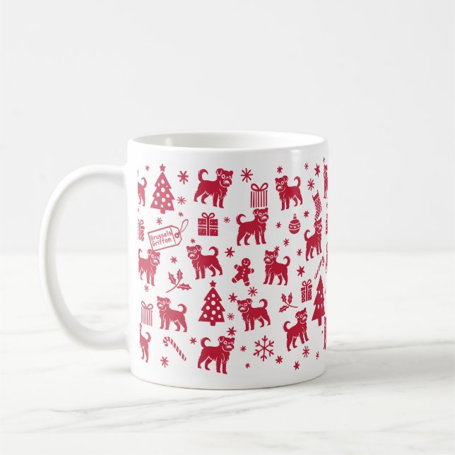 Mug Bruxelles Griffon Design de Noël (Gauche)