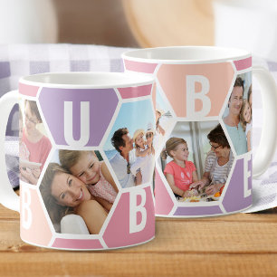Mug Bubbe 5 Photo Modifiable en Nid d'Abeille 5 Lettre