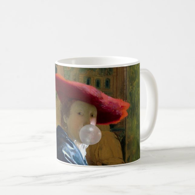 Mug Bubble gum Diva dans un casquette rouge soufflant  (Devant droit)