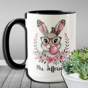 Mug Bubblegum rose lapin de Pâques personnalisé