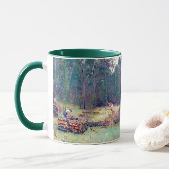 Mug Bûcherons Fendeurs de Bois Tom Roberts 1886   (Avec donut)