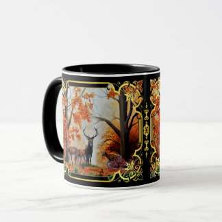 Mug Buck/doe cerf en forêt d'automne/design