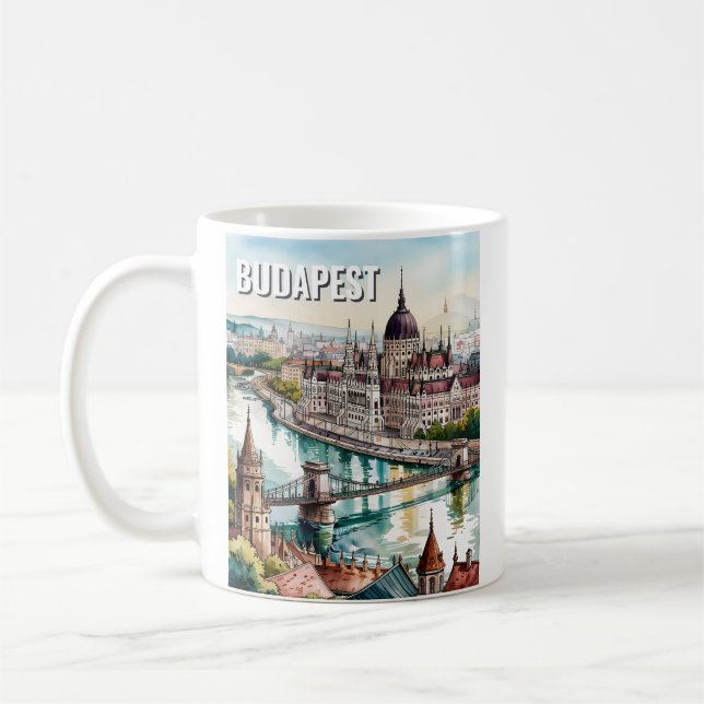 Mug Budapest Hungary Parliament Danube River Skyline (Gauche)