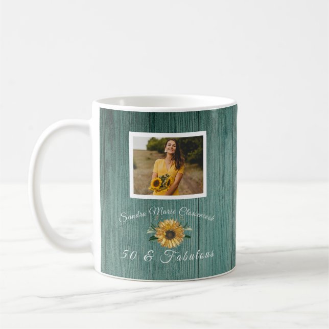 Mug Budget 50 et fabuleux | Tournesol Turquoise Annive (Gauche)