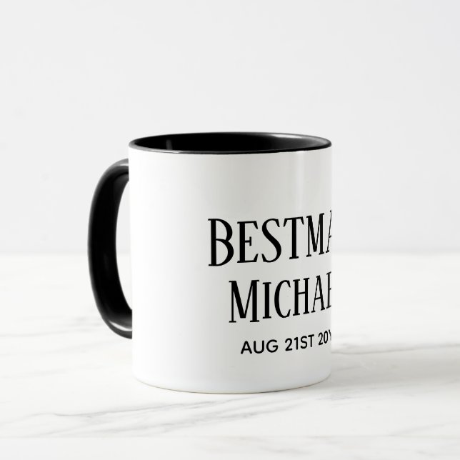 Mug BUDGET Bestman Groomsman DONS Classique Noir (Devant gauche)