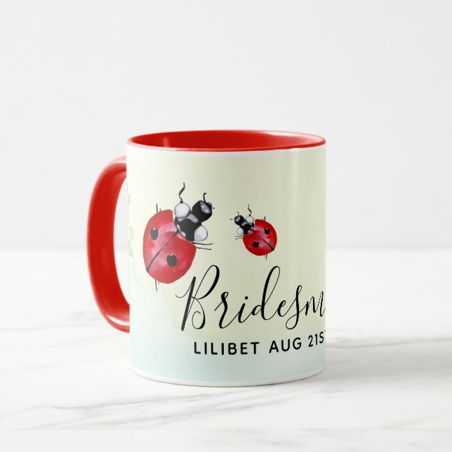 Mug BUDGET Bridesmaid Fête des filles cadeaux LADYBUGS (Devant gauche)