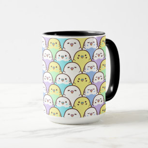 Mug Budgie Parrot bleu violet jaune Motif de dessin