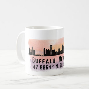 Mug Buffalo NY City Skyline Latitude et Longitude