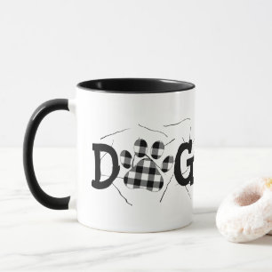 Mug Buffalo Plaid Chien Maman Pawprints and Hair