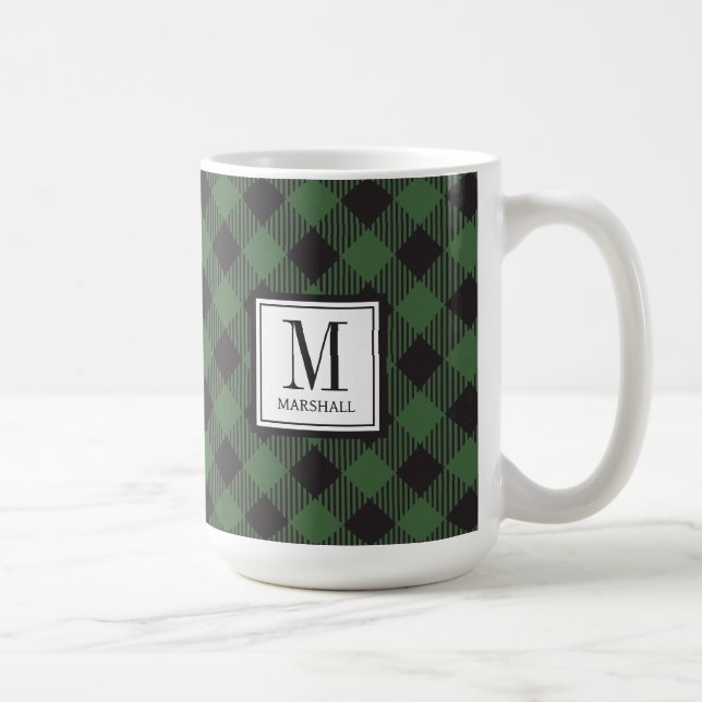 Mug Buffalo Plaid Green Nom personnalisé (Droite)
