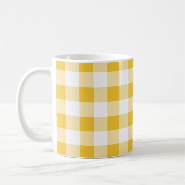 Mug Buffalo Plaid Jaune et Blanc Motif (Gauche)