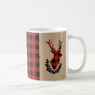 Mug Buffalo Plaid Red Rustic Stag