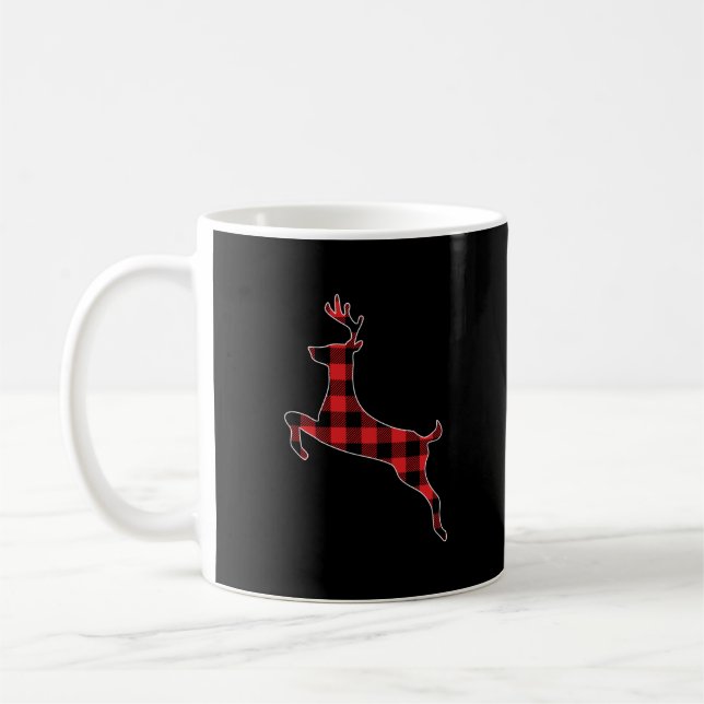 Mug Buffalo Plaid Reindeen Correspondant Famille Noël (Gauche)