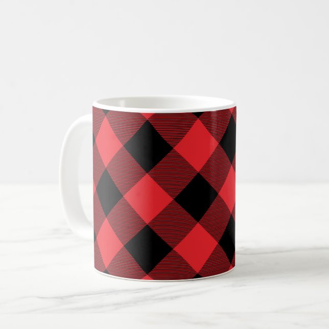 Mug Buffalo Rouge Noir à carreaux  (Devant gauche)