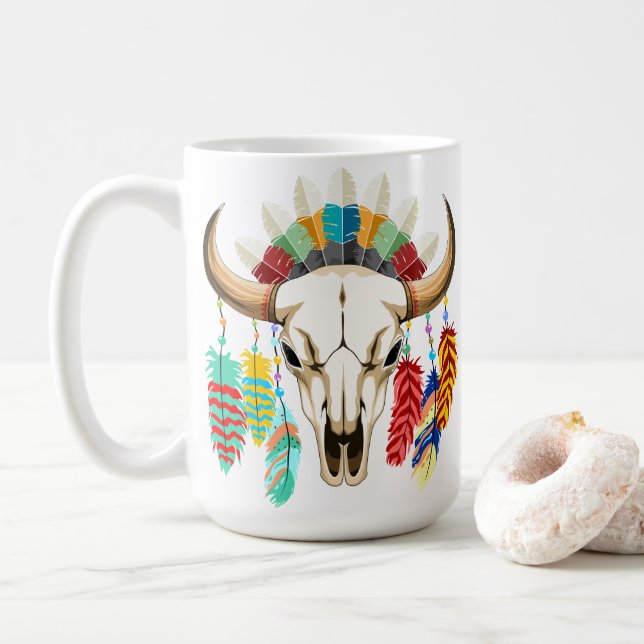 Mug Buffalo Skull Native American Emblem (Avec donut)