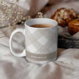 Mug Buffalo tartan moderne beige naturel personnalisé