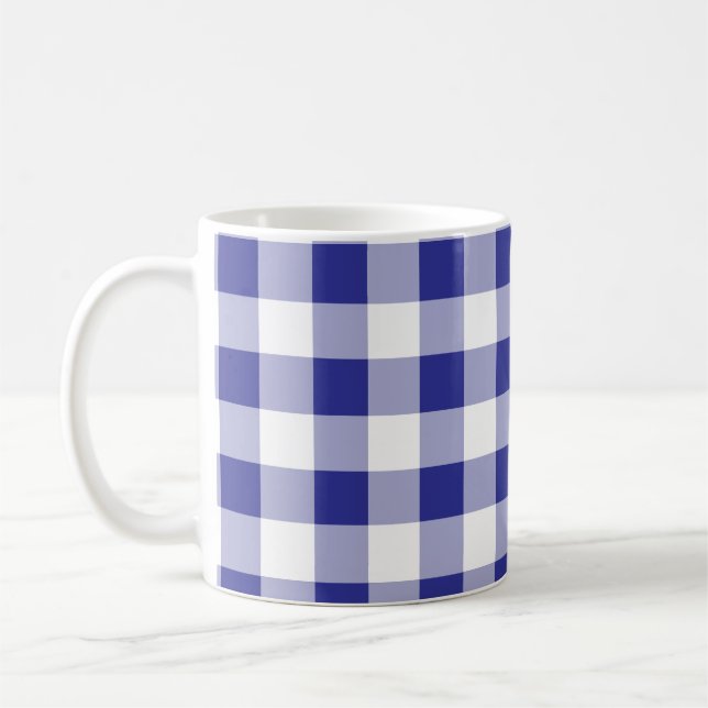 Mug Buffle bleu et blanc Plaid Motif tendance (Gauche)