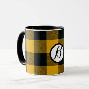 Mug Buffle Jaune et Noir À damiers Carré Plaid