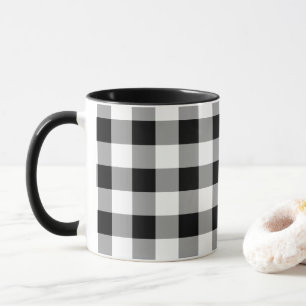 Mug Buffle noir blanc À damiers Motif plaqué