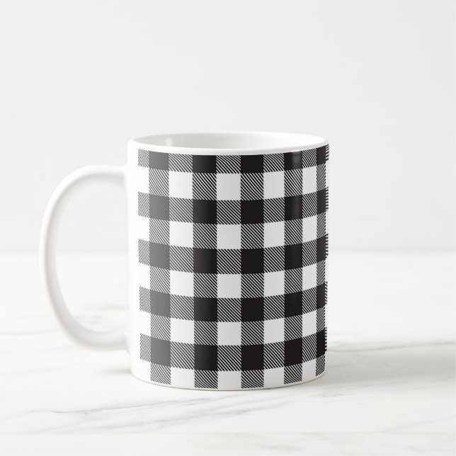 Mug Buffle noir blanc En vichy vérifier les jours féri (Gauche)