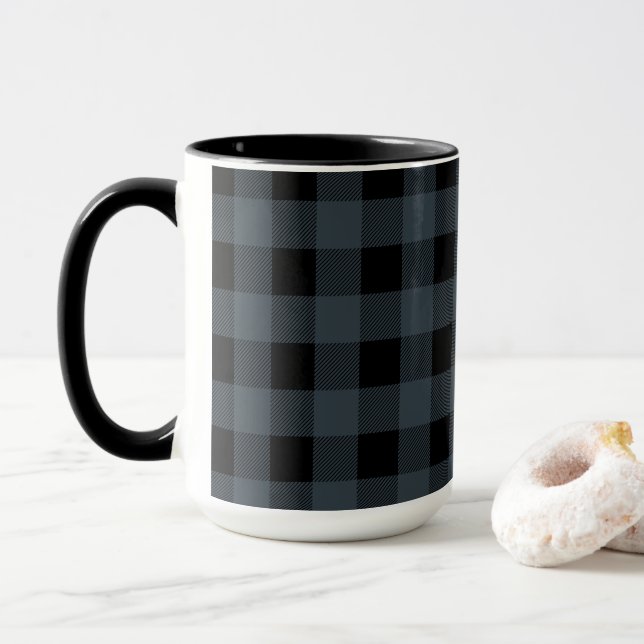 Mug Buffle noir et bleu plaqué | Cadeau (Avec donut)