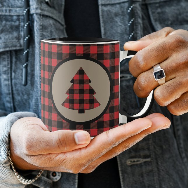 Mug Buffle noir rouge Plaid Christmas Tree (Créateur téléchargé)