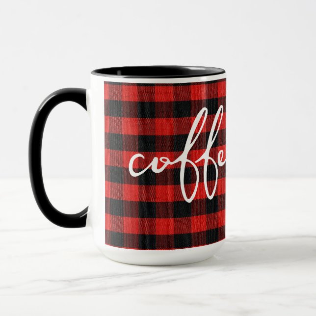 Mug Buffle Plaid Avec Du Texte De Café (Gauche)