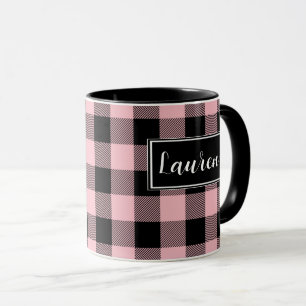 Mug Buffle rose Personnalisé Vérifier la Musique Plaid