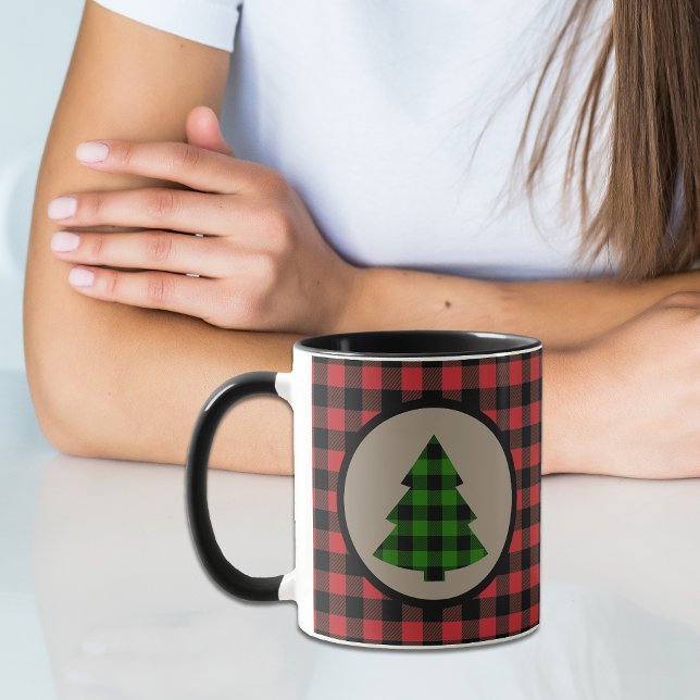Mug Buffle rouge vert Plaid sapin de Noël (Créateur téléchargé)