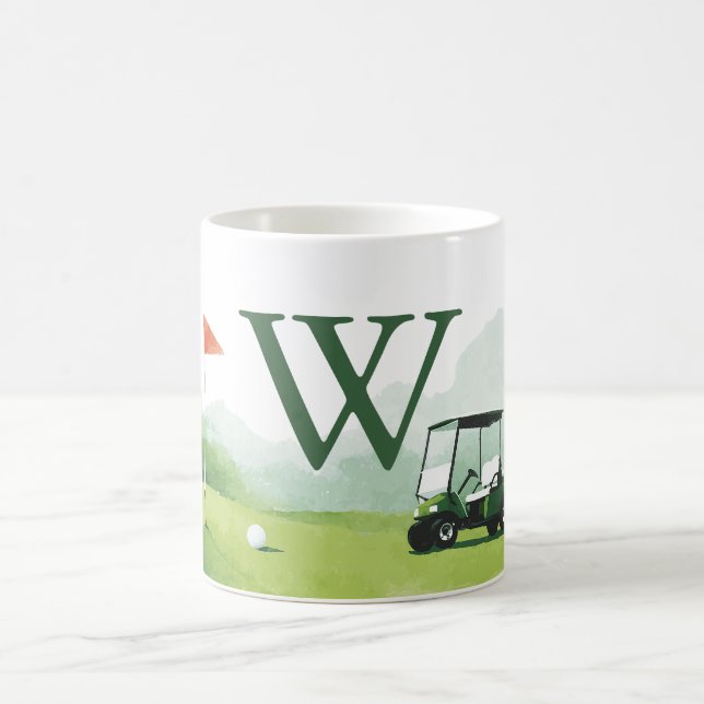 Mug Buggy de golf classique Monogramme personnalisé (Centre)