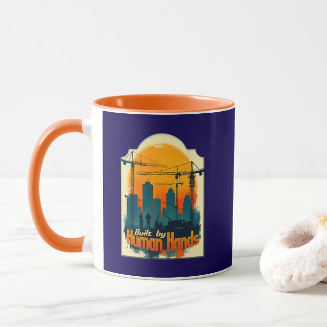 Mug Built by Working Hands Labor Day Construction Desi (Avec donut)