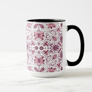 Mug Buissons, magenta foncé et rose sur blanc