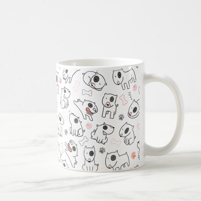 Mug Bull Terrier Amoureux des chiens Motif sans coutur (Droite)