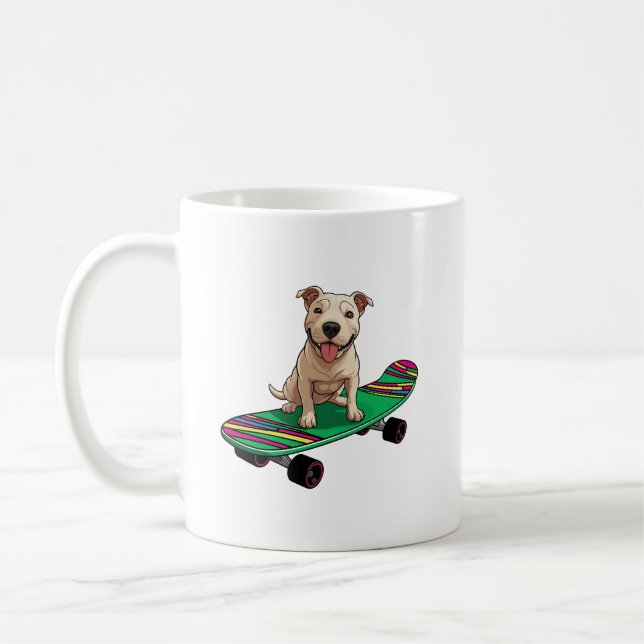 Mug Bull Terrier anglais sur skateboard (Gauche)