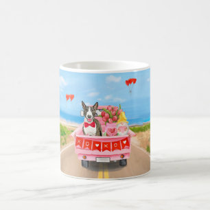 Mug Bull Terrier Chien Saint-Valentin Camion Cœurs