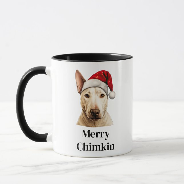 Mug Bull Terrier Chien Santa Hat Noël (Gauche)