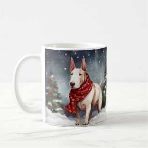 Mug Bull Terrier dans la neige de Noël 